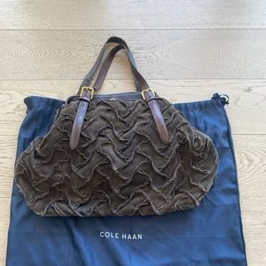 Cole Haan Sloane Woven Suede Tote- triple zipper extra large tote in Expresso